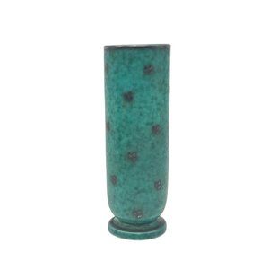 Wilhelm Kåge Gustavsberg Argenta Vase Tall Cylinder Green Teal w Sterling Accent